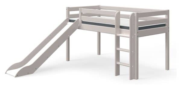 CLASSIC Halvhøj seng med rutsjebane 90x200 - Grå